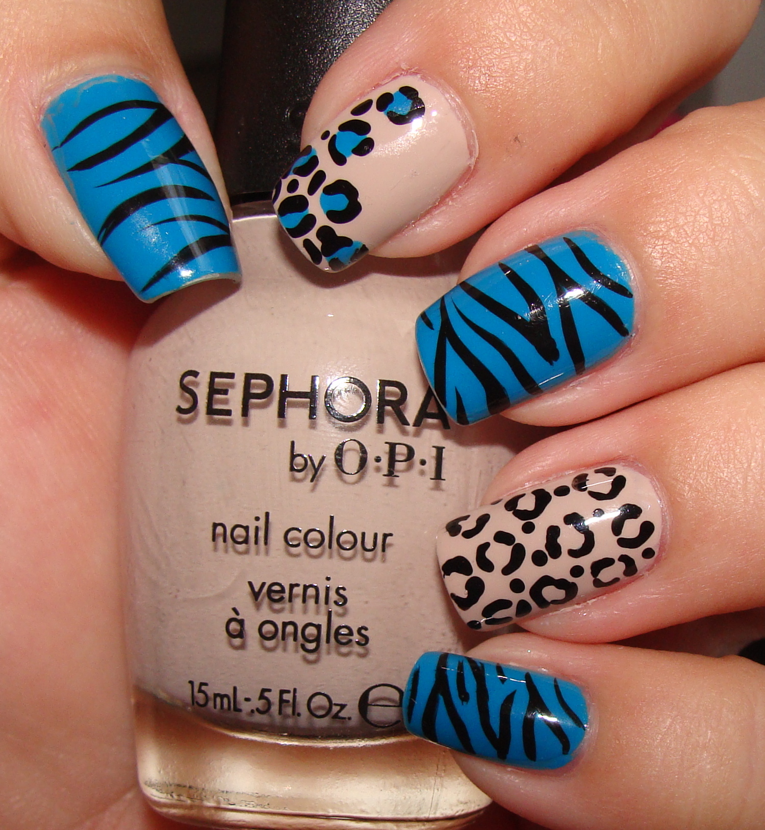 Blue Zebra Nail Designs